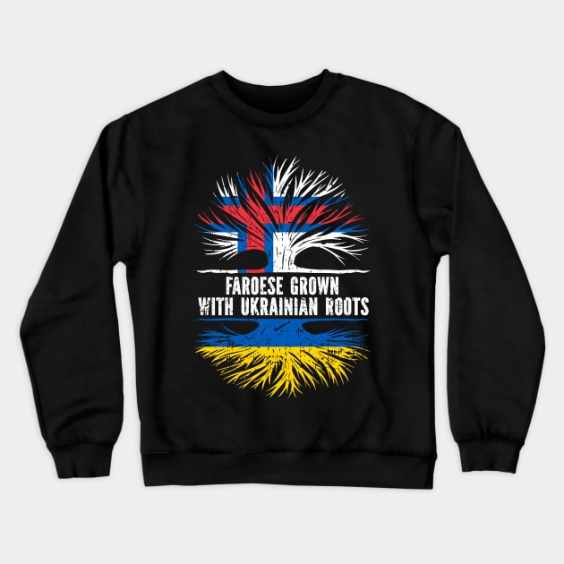 Faroese Grown with Ukrainian Roots Flag Crewneck Sweatshirt by silvercoin